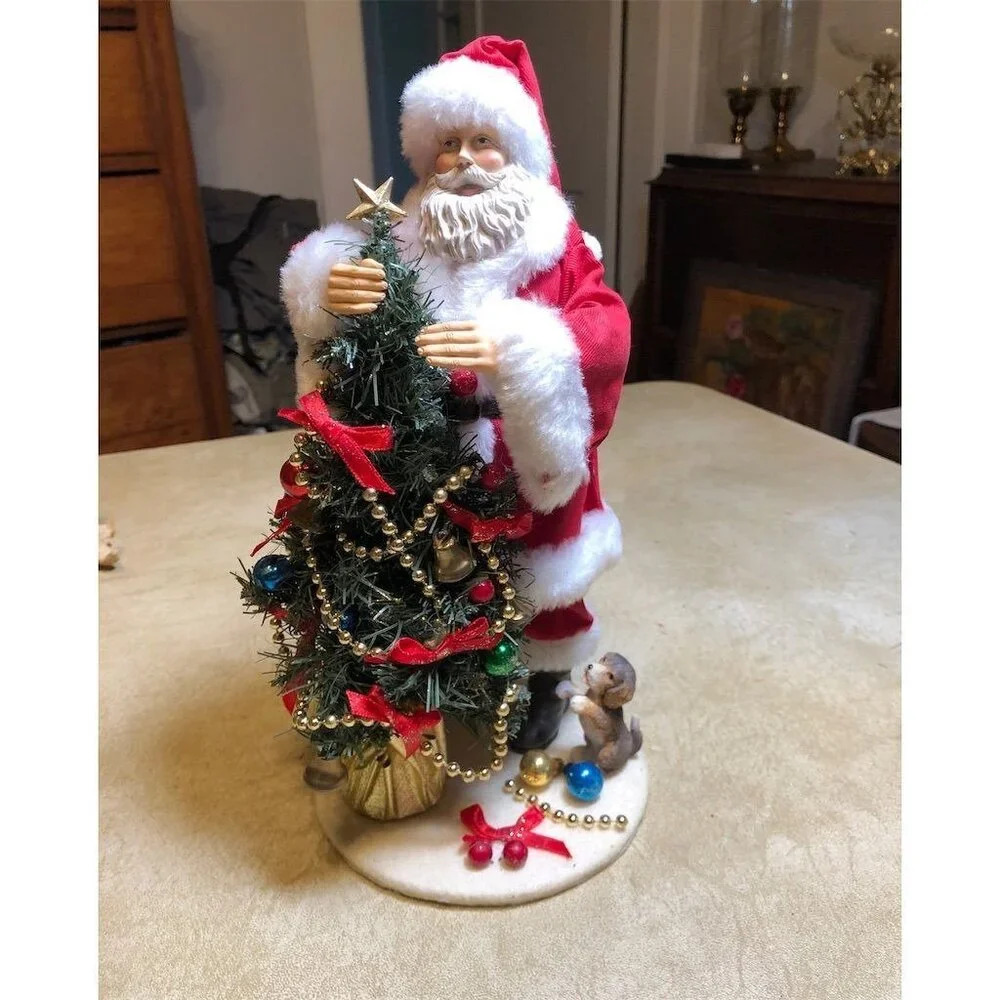 Possible Dreams Santa Claus with Christmas Tree‎ & Puppy Figurine Holiday Decor